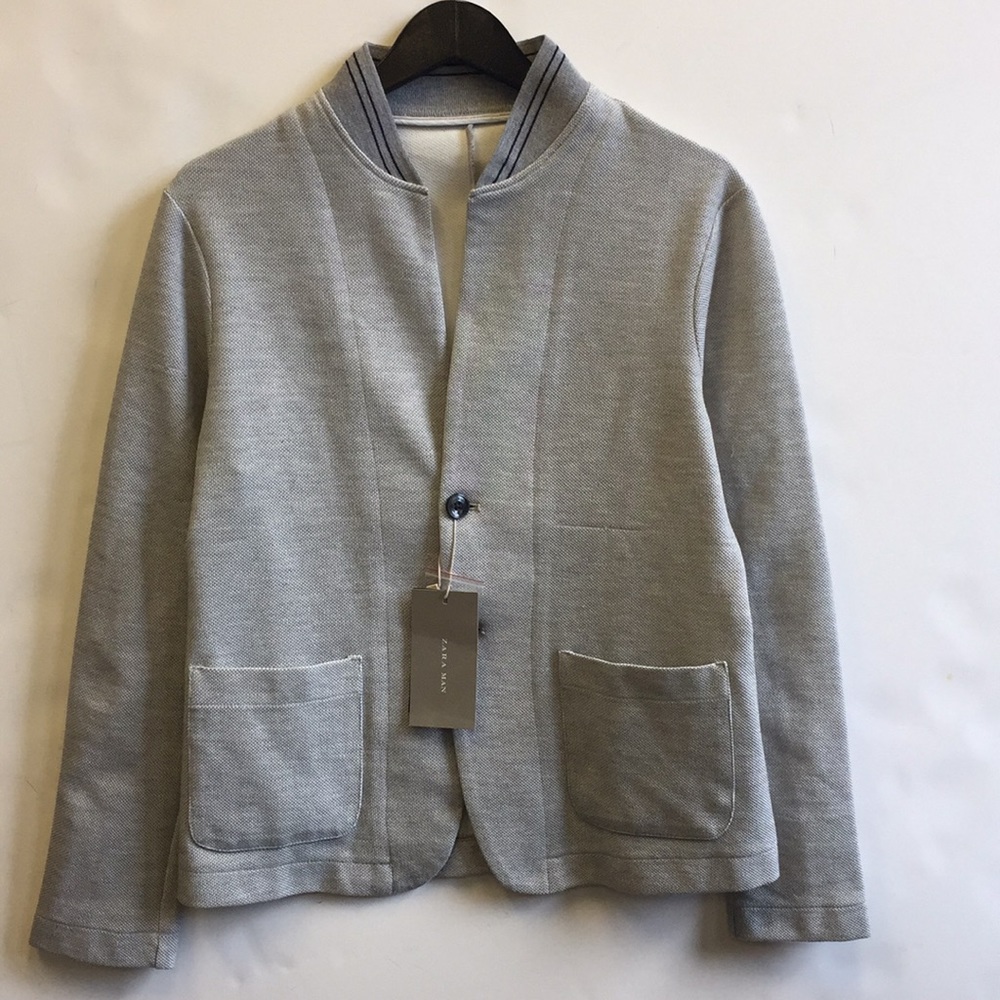 NEW ZARA MAN GREY BLAZER SIZE L